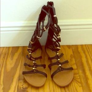 New Black and gold gladiator sandals